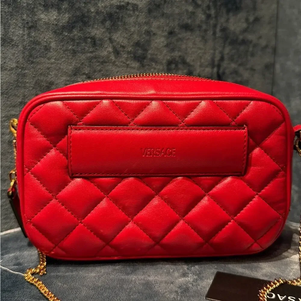Versace Red Medusa Quilted Leather Crossbody Camera Bag/belt bag